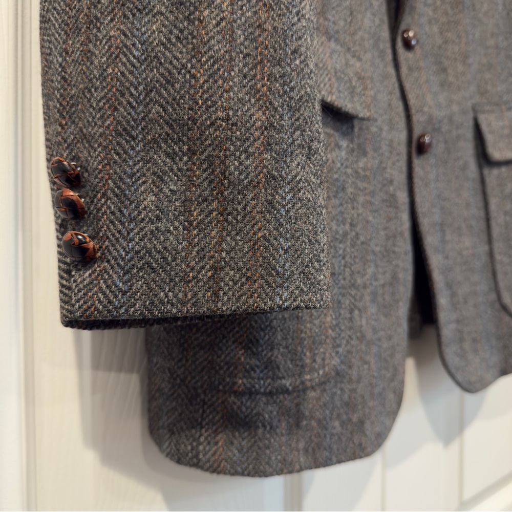 VTG Garfinckel’s Wool Blazer Sport Jacket Herringbone Gray Men Size 41 Old Money - Picture 4 of 13
